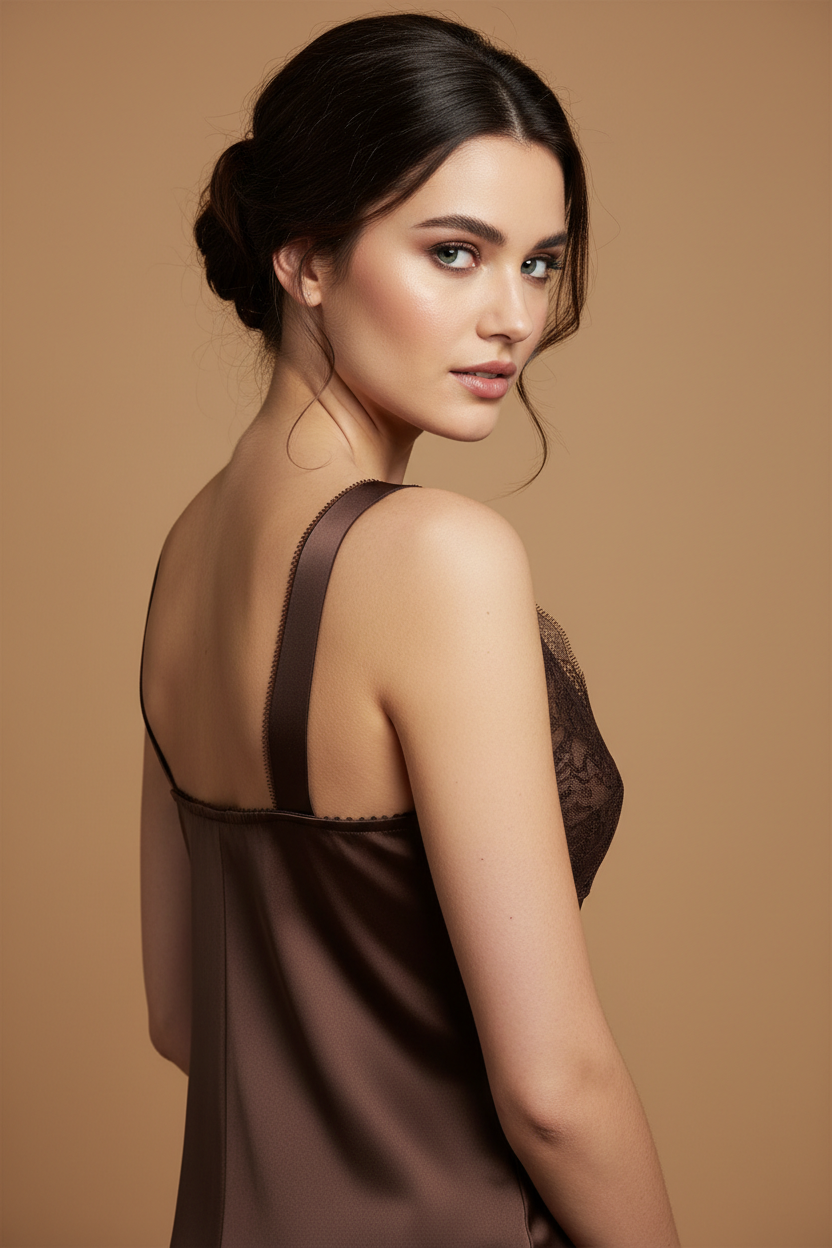 Camisole marron bretelles unies